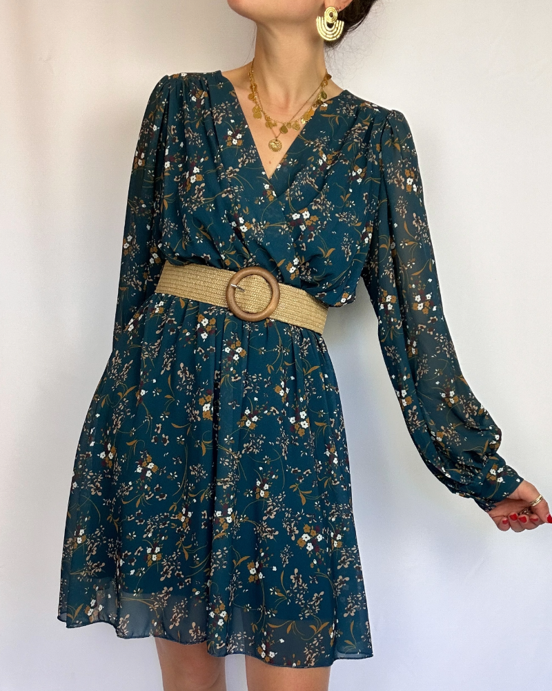 Robe Billie bleue fleurs Les Simones