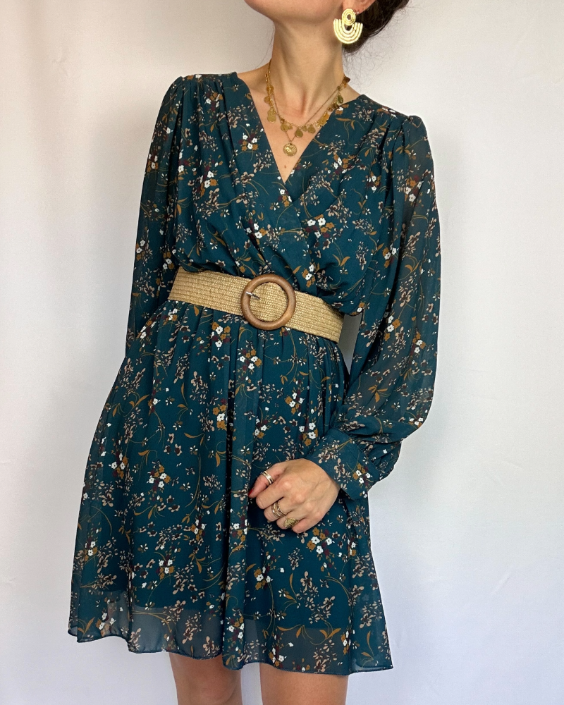 Robe Billie bleue fleurs Les Simones