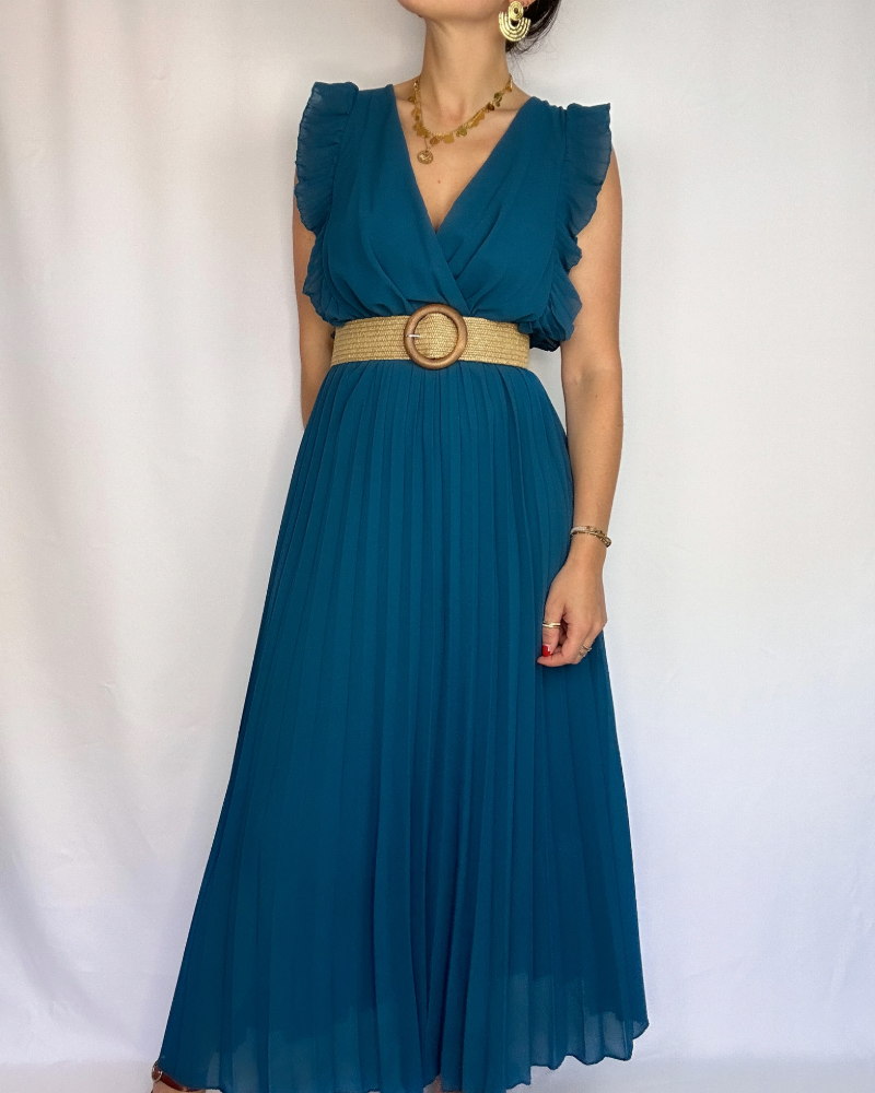 Robe Hana bleue plissée Les Simones