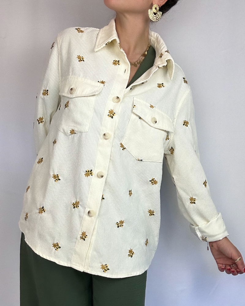 Veste Martha beige fleurs Les Simones