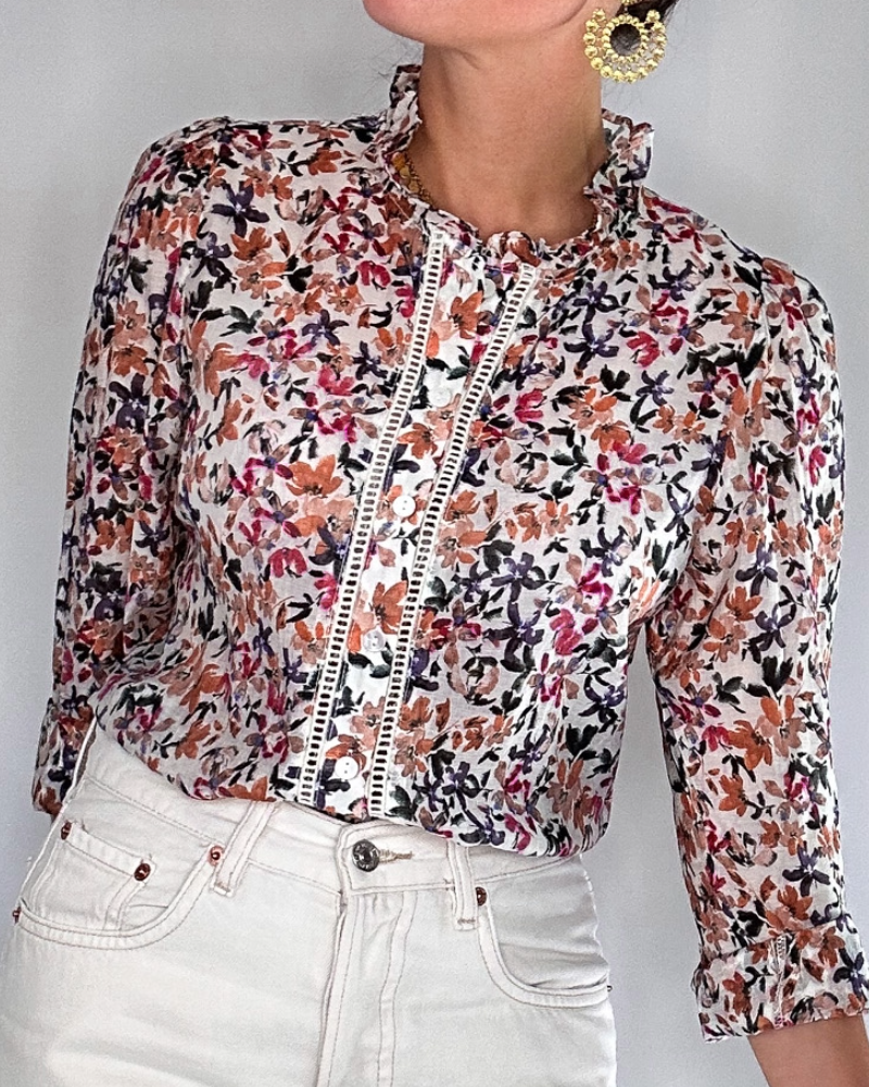 Chemise Emilia fleurs roses Les Simones