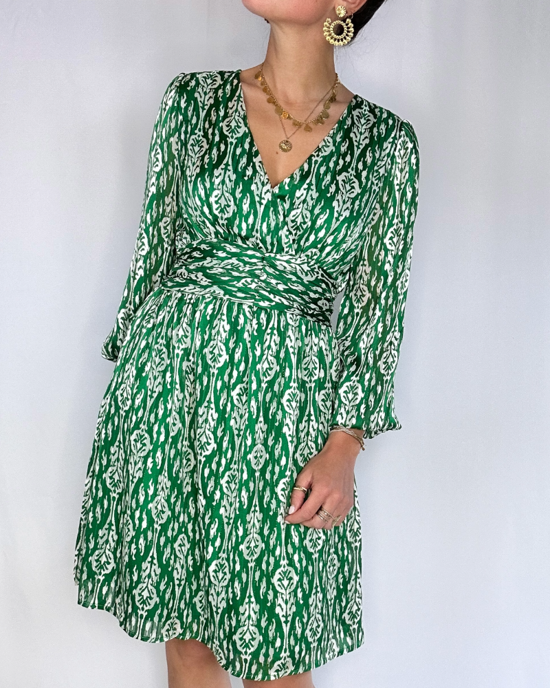 Robe Léonie verte motifs Les Simones