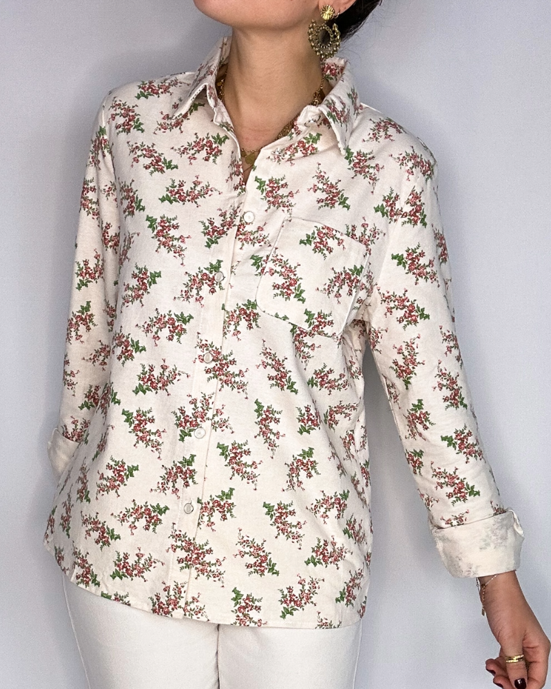 Chemise Annie fleurs roses Les Simones